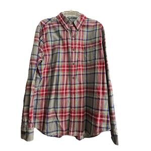 St Johns Bay Shirt Mens Sz M Brushed Flannel Red Plaid Soft Flannel Campcore Dad